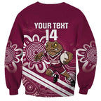 QLD Maroons Rugby Custom Sweatshirt Go Cane toads Aboriginal Art