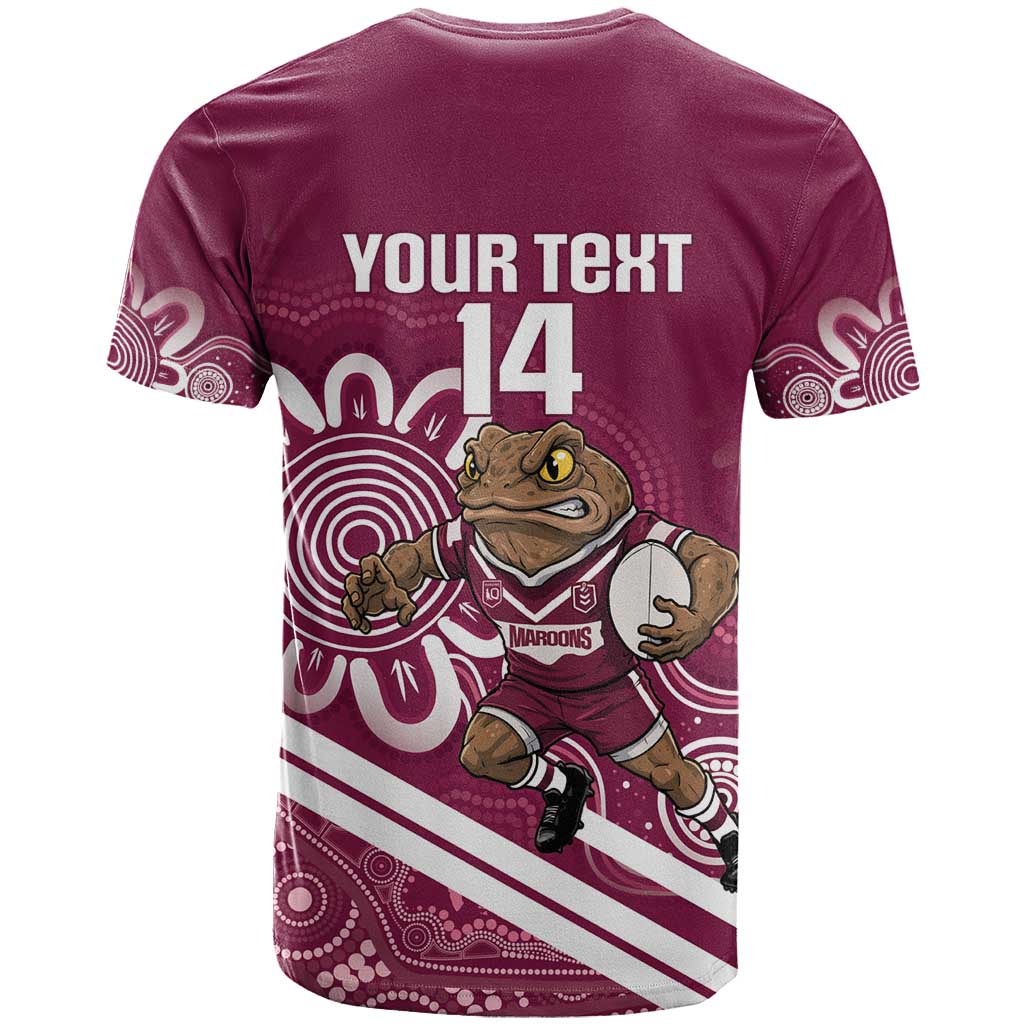 QLD Maroons Rugby Custom T Shirt Go Cane toads Aboriginal Art