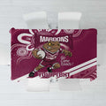 QLD Maroons Rugby Custom Tablecloth Go Cane toads Aboriginal Art