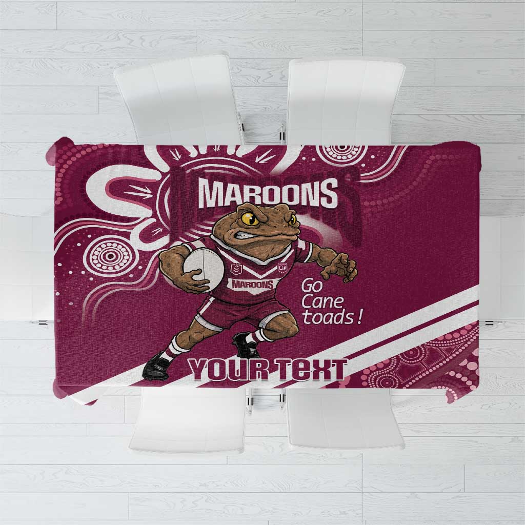 QLD Maroons Rugby Custom Tablecloth Go Cane toads Aboriginal Art