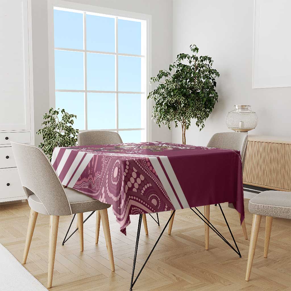 QLD Maroons Rugby Custom Tablecloth Go Cane toads Aboriginal Art