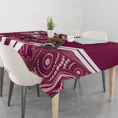 QLD Maroons Rugby Custom Tablecloth Go Cane toads Aboriginal Art