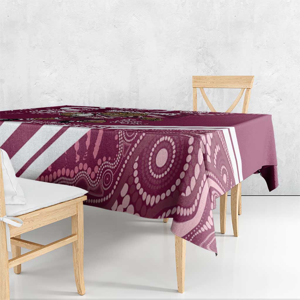 QLD Maroons Rugby Custom Tablecloth Go Cane toads Aboriginal Art