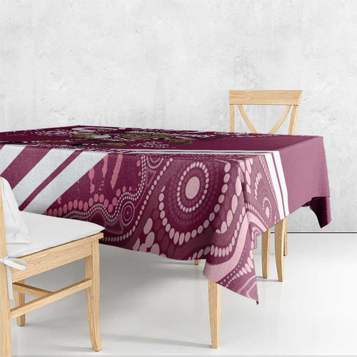 QLD Maroons Rugby Custom Tablecloth Go Cane toads Aboriginal Art