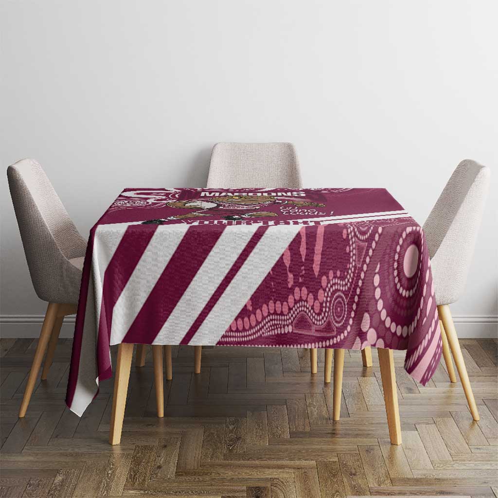 QLD Maroons Rugby Custom Tablecloth Go Cane toads Aboriginal Art