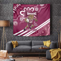 QLD Maroons Rugby Custom Tapestry Go Cane toads Aboriginal Art