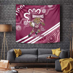 QLD Maroons Rugby Custom Tapestry Go Cane toads Aboriginal Art
