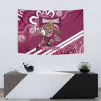 QLD Maroons Rugby Custom Tapestry Go Cane toads Aboriginal Art