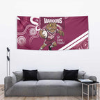 QLD Maroons Rugby Custom Tapestry Go Cane toads Aboriginal Art