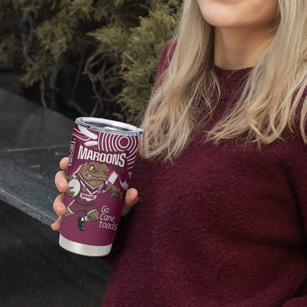 QLD Maroons Rugby Custom Tumbler Cup Go Cane toads Aboriginal Art