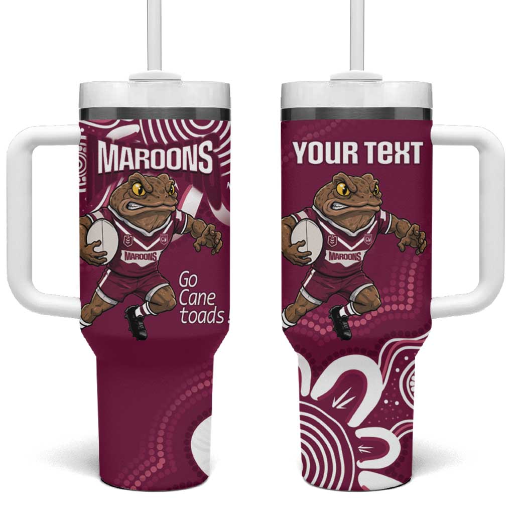 QLD Maroons Rugby Custom Tumbler With Handle Go Cane toads Aboriginal Art
