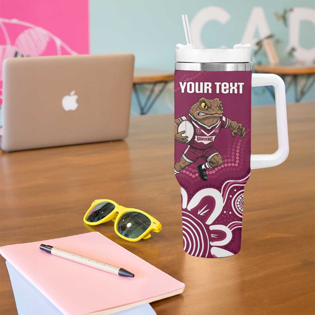 QLD Maroons Rugby Custom Tumbler With Handle Go Cane toads Aboriginal Art