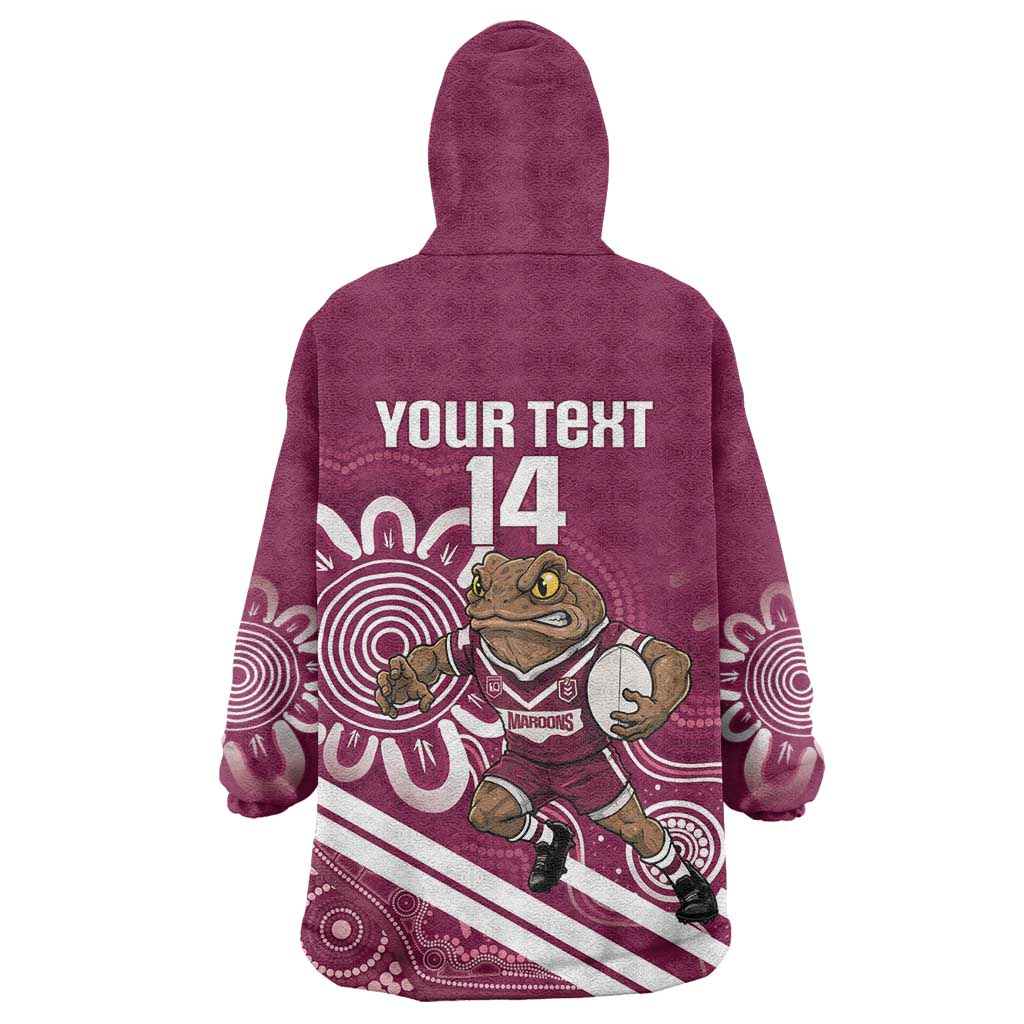 QLD Maroons Rugby Custom Wearable Blanket Hoodie Go Cane toads Aboriginal Art