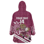 QLD Maroons Rugby Custom Wearable Blanket Hoodie Go Cane toads Aboriginal Art