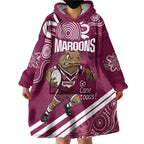 QLD Maroons Rugby Custom Wearable Blanket Hoodie Go Cane toads Aboriginal Art