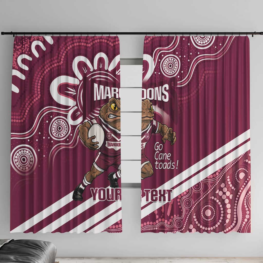 QLD Maroons Rugby Custom Window Curtain Go Cane toads Aboriginal Art