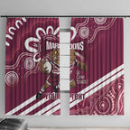 QLD Maroons Rugby Custom Window Curtain Go Cane toads Aboriginal Art