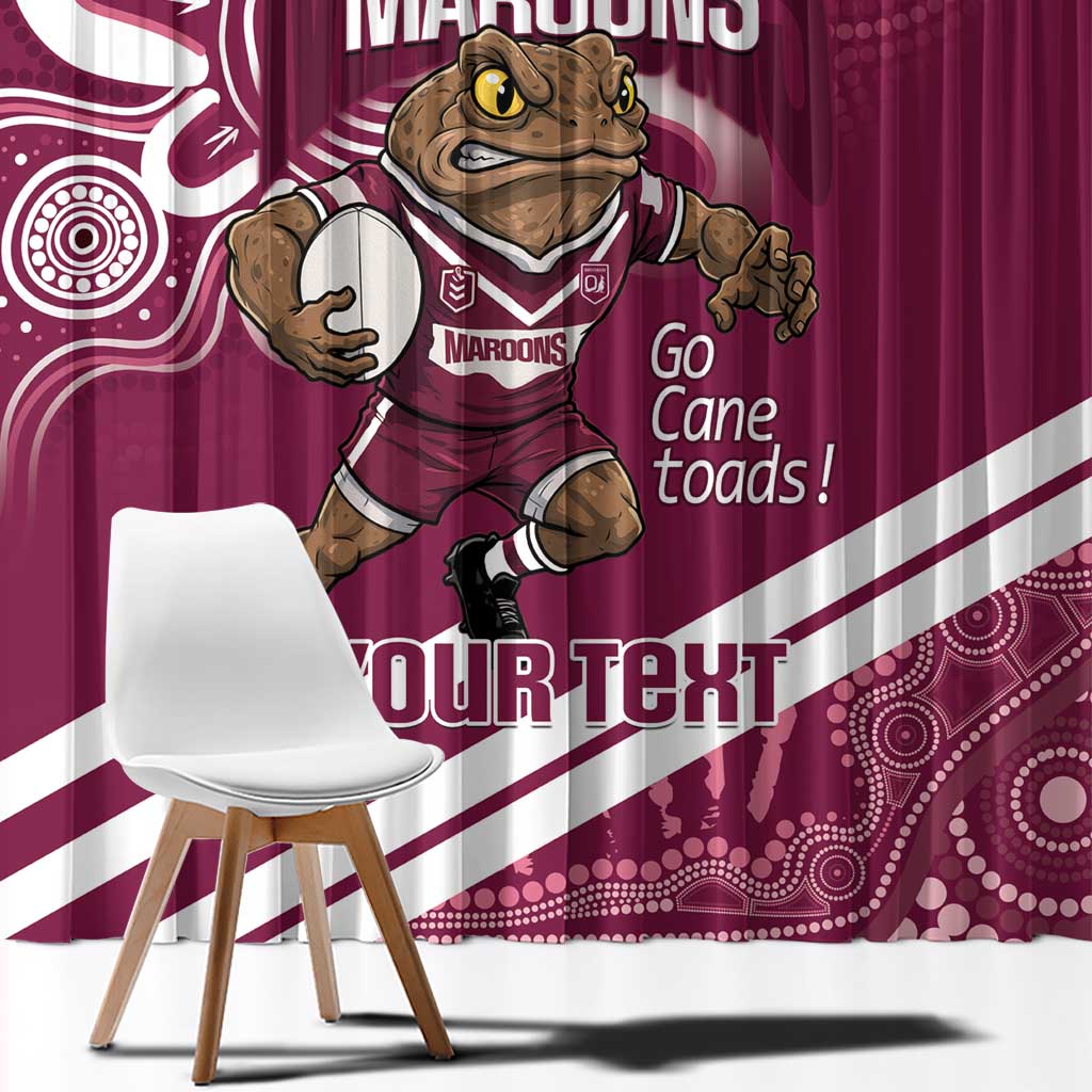 QLD Maroons Rugby Custom Window Curtain Go Cane toads Aboriginal Art