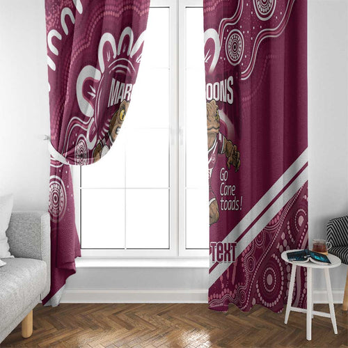 QLD Maroons Rugby Custom Window Curtain Go Cane toads Aboriginal Art