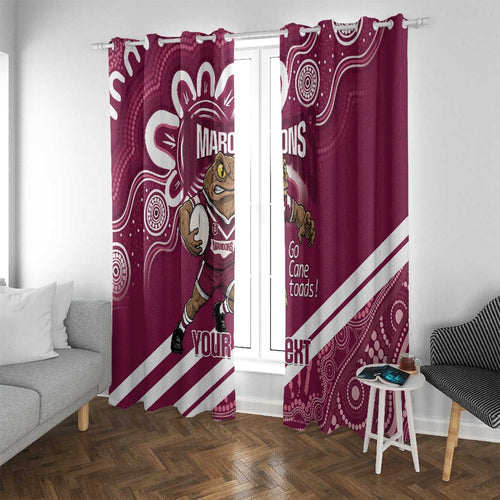 QLD Maroons Rugby Custom Window Curtain Go Cane toads Aboriginal Art