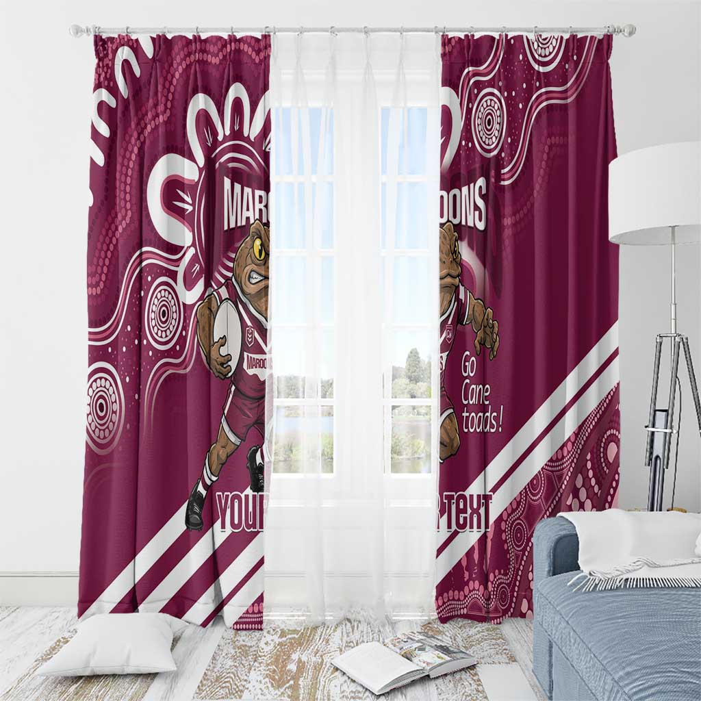 QLD Maroons Rugby Custom Window Curtain Go Cane toads Aboriginal Art