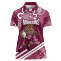 QLD Maroons Rugby Custom Women Polo Shirt Go Cane toads Aboriginal Art