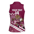 QLD Maroons Rugby Custom Women Sleeveless Polo Shirt Go Cane toads Aboriginal Art