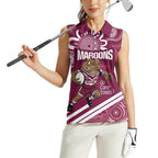 QLD Maroons Rugby Custom Women Sleeveless Polo Shirt Go Cane toads Aboriginal Art