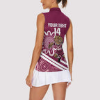 QLD Maroons Rugby Custom Women Sleeveless Polo Shirt Go Cane toads Aboriginal Art