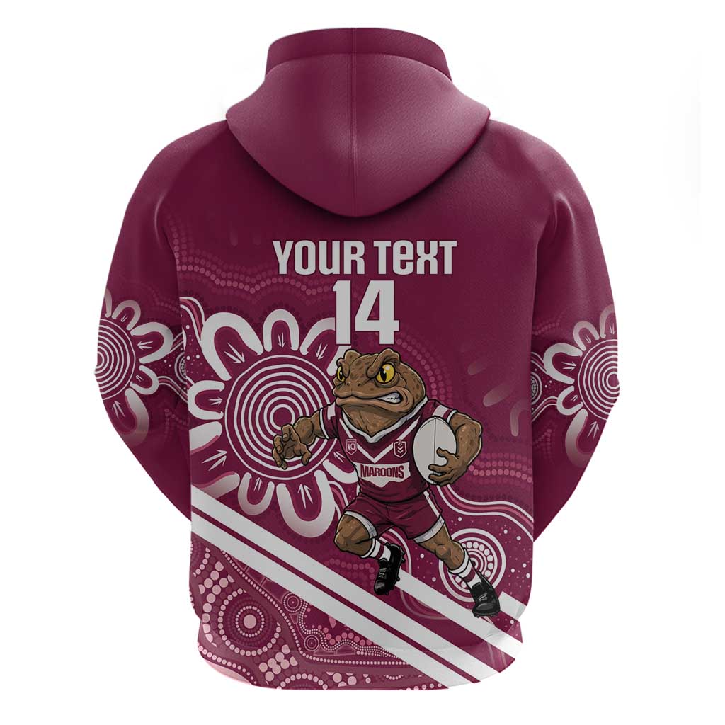 QLD Maroons Rugby Custom Zip Hoodie Go Cane toads Aboriginal Art