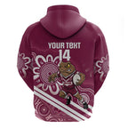 QLD Maroons Rugby Custom Zip Hoodie Go Cane toads Aboriginal Art