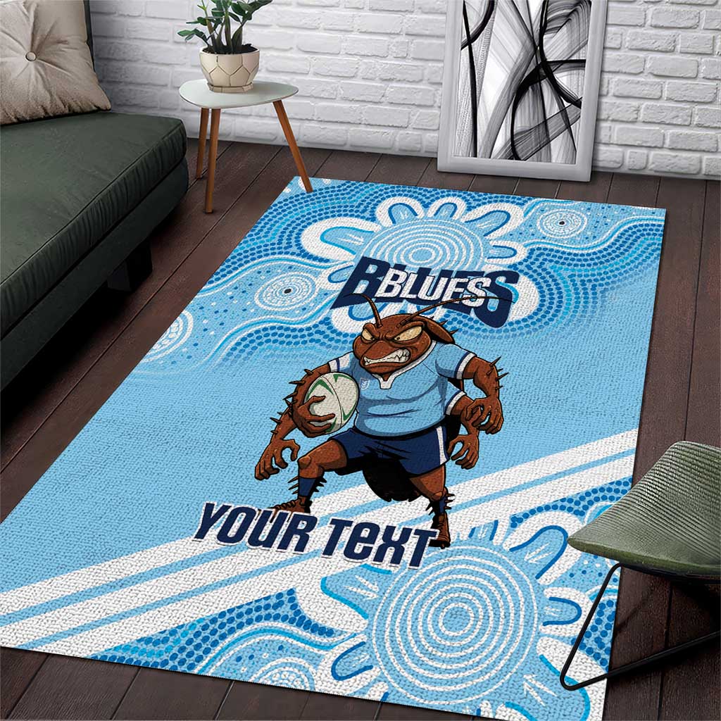 NSW Blues Rugby Custom Area Rug Go Cockroaches Aboriginal Art
