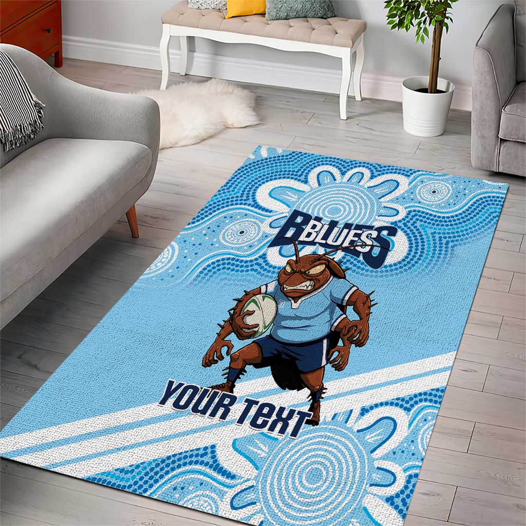 NSW Blues Rugby Custom Area Rug Go Cockroaches Aboriginal Art