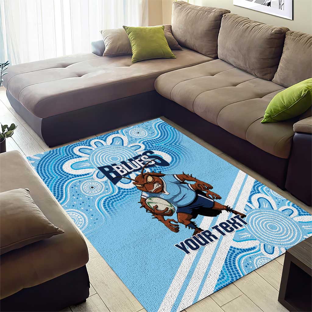 NSW Blues Rugby Custom Area Rug Go Cockroaches Aboriginal Art
