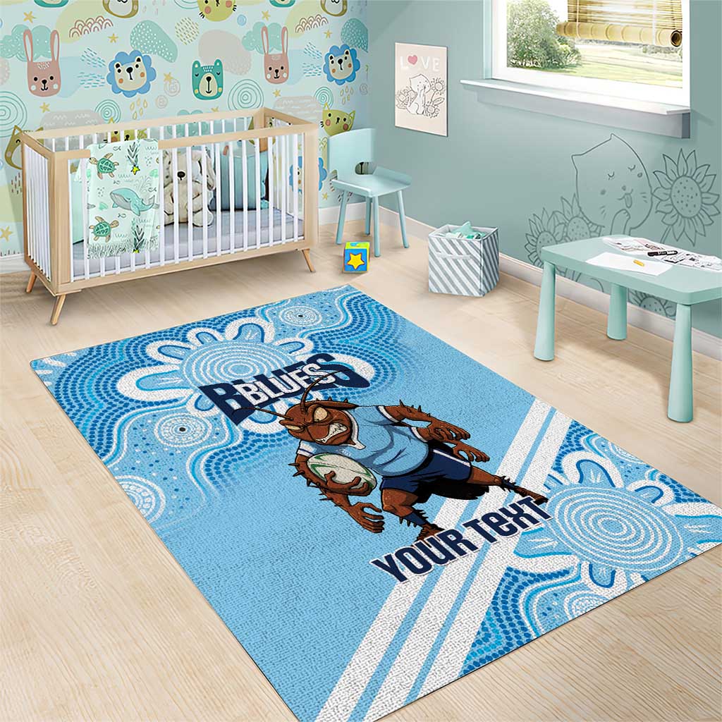 NSW Blues Rugby Custom Area Rug Go Cockroaches Aboriginal Art