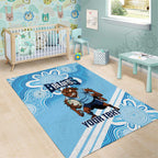 NSW Blues Rugby Custom Area Rug Go Cockroaches Aboriginal Art