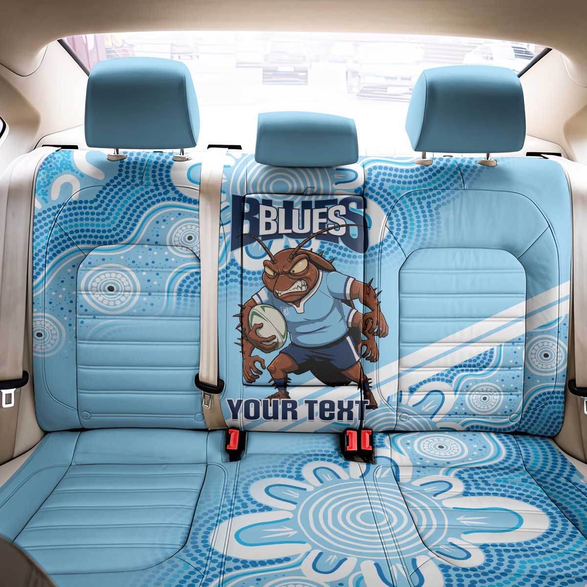 NSW Blues Rugby Custom Back Car Seat Cover Go Cockroaches Aboriginal Art
