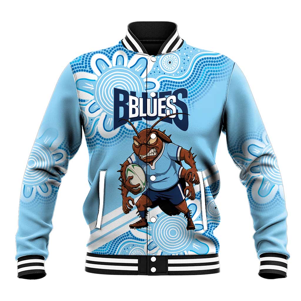 NSW Blues Rugby Custom Baseball Jacket Go Cockroaches Aboriginal Art