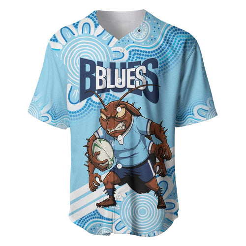 NSW Blues Rugby Custom Baseball Jersey Go Cockroaches Aboriginal Art