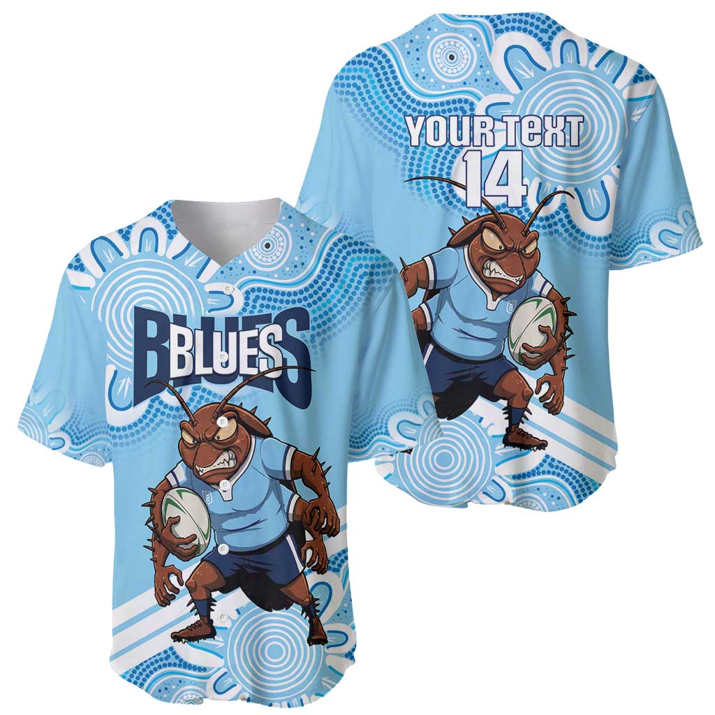 NSW Blues Rugby Custom Baseball Jersey Go Cockroaches Aboriginal Art