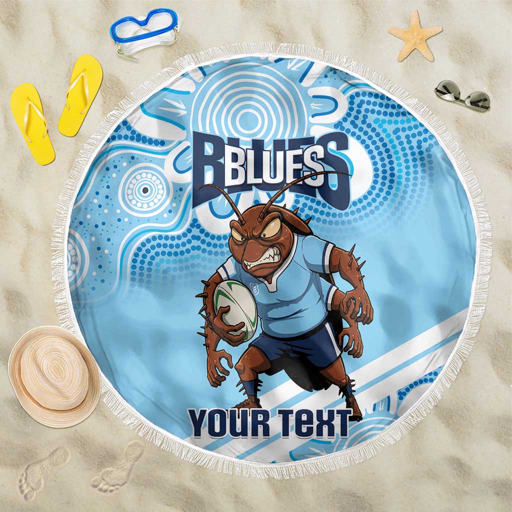 NSW Blues Rugby Custom Beach Blanket Go Cockroaches Aboriginal Art