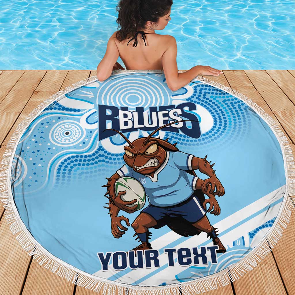 NSW Blues Rugby Custom Beach Blanket Go Cockroaches Aboriginal Art