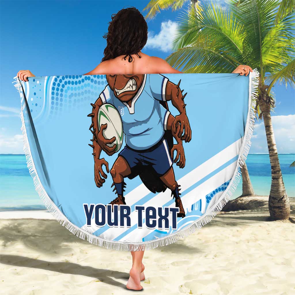 NSW Blues Rugby Custom Beach Blanket Go Cockroaches Aboriginal Art