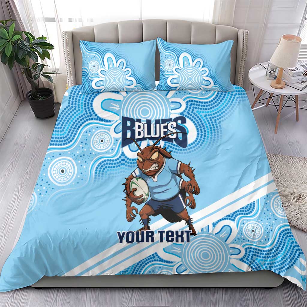 NSW Blues Rugby Custom Bedding Set Go Cockroaches Aboriginal Art