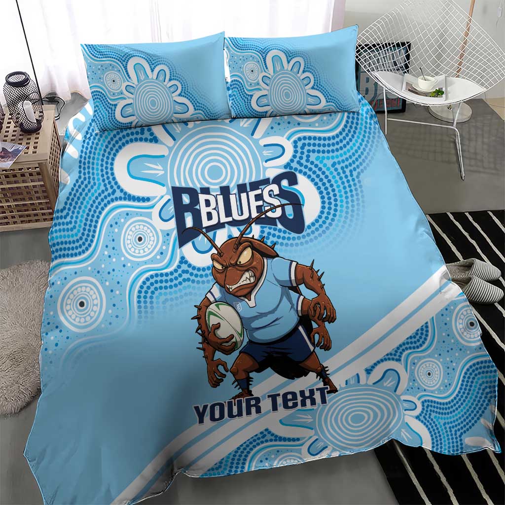 NSW Blues Rugby Custom Bedding Set Go Cockroaches Aboriginal Art