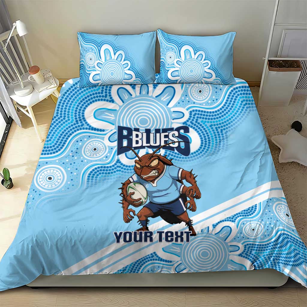 NSW Blues Rugby Custom Bedding Set Go Cockroaches Aboriginal Art