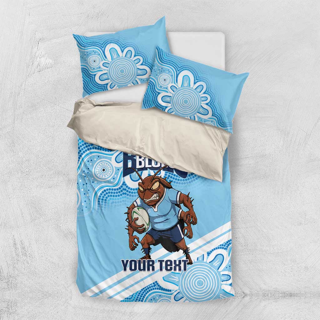 NSW Blues Rugby Custom Bedding Set Go Cockroaches Aboriginal Art