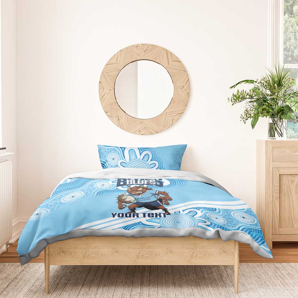 NSW Blues Rugby Custom Bedding Set Go Cockroaches Aboriginal Art