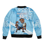 NSW Blues Rugby Custom Bomber Jacket Go Cockroaches Aboriginal Art