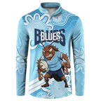 NSW Blues Rugby Custom Button Sweatshirt Go Cockroaches Aboriginal Art
